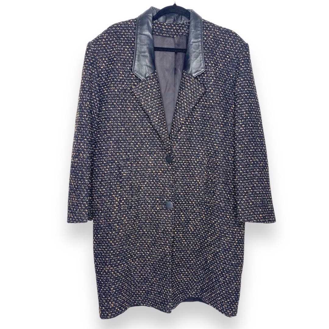 Vintage 80s Ilgwu Hunter's Run Eastland Glen Plaid Tweed Coat Jacket Size 12